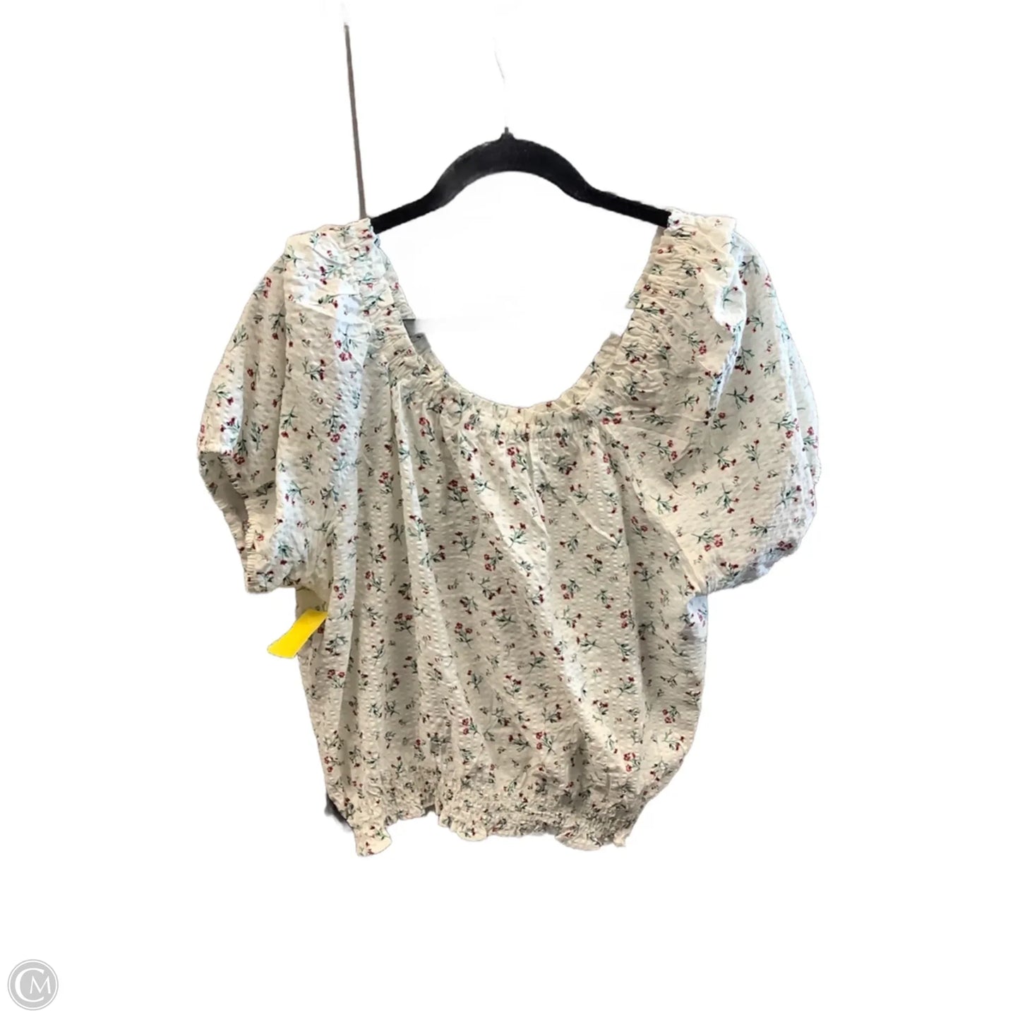 Blouse Short Sleeve By Falls Creek In White, Size: 1x