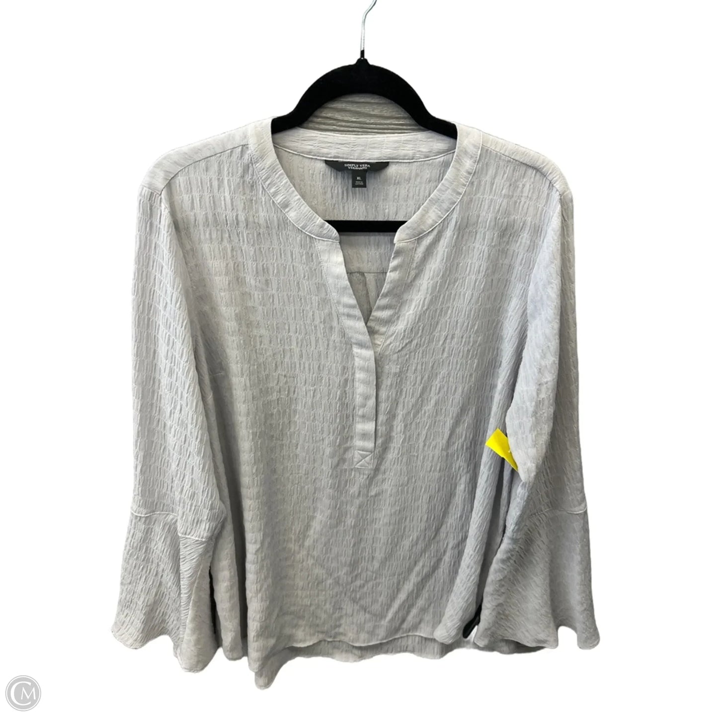 Top Long Sleeve By Simply Vera In Grey, Size: Xl
