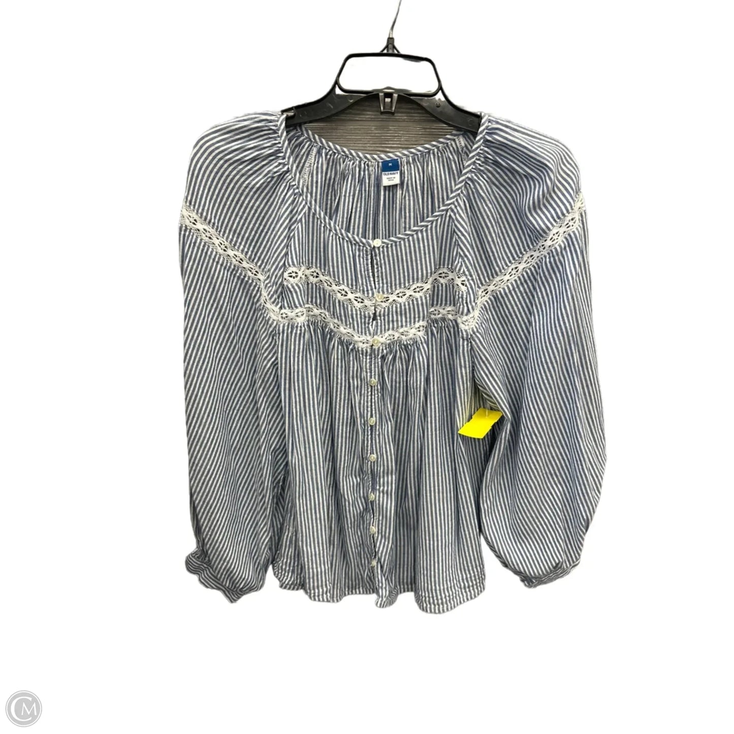 Top Long Sleeve By Old Navy In Blue & White, Size: M