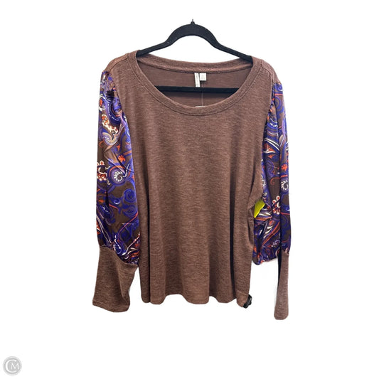 Top Long Sleeve By Cato In Brown & Purple, Size: Xl