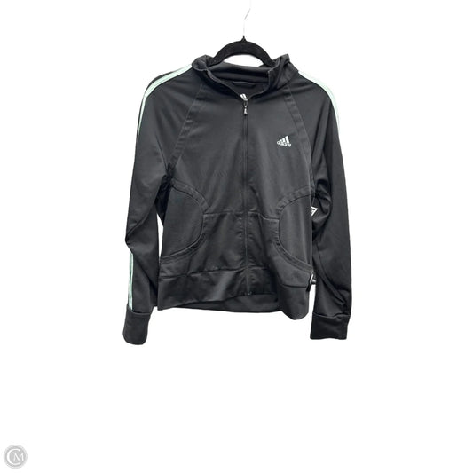 Athletic Top Long Sleeve Collar By Adidas In Green & Grey, Size: M