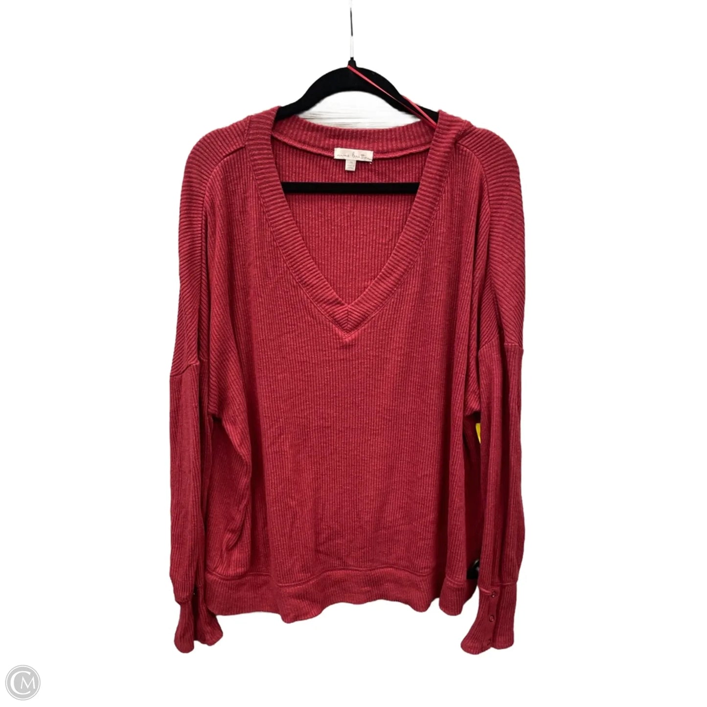 Top Long Sleeve By Nine Britton In Red, Size: 1x