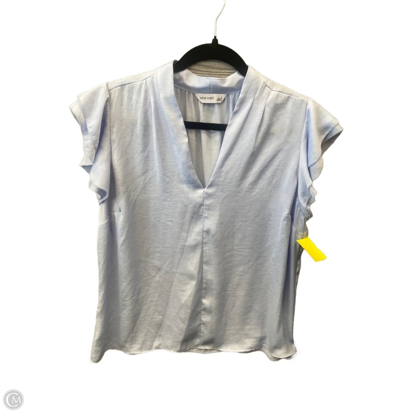 Blouse Short Sleeve By Nine West In Blue, Size: L