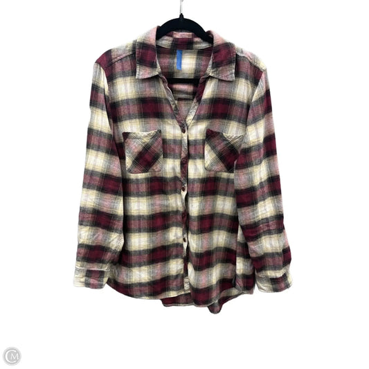Top Long Sleeve By Falls Creek In Plaid Pattern, Size: 2x
