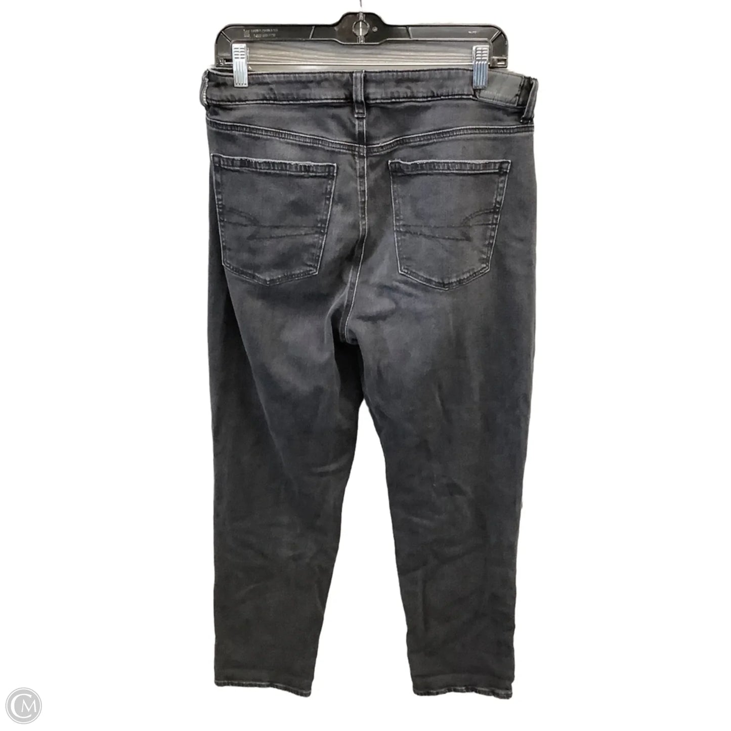 Jeans Straight By American Eagle In Black Denim, Size: 12