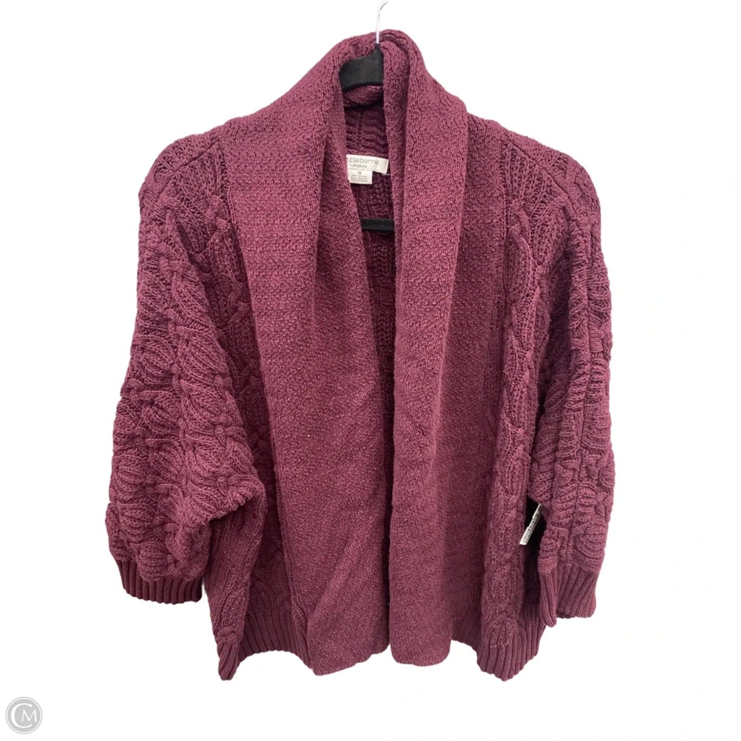 Sweater Cardigan By Liz Claiborne In Purple, Size: 1x