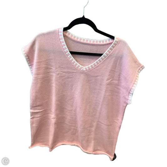 Vest Sweater By Clothes Mentor In Pink, Size: L
