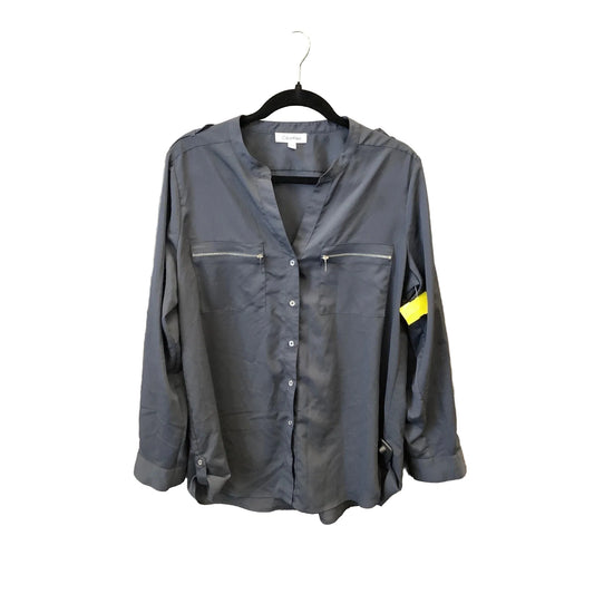 Top Long Sleeve By Calvin Klein In Grey, Size: L