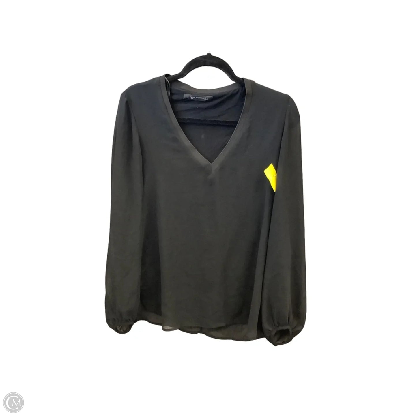 Blouse Long Sleeve By Zara In Black, Size: M
