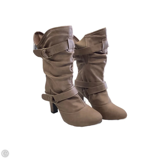 Boots Mid-calf Flats By Clothes Mentor In Brown, Size: 8