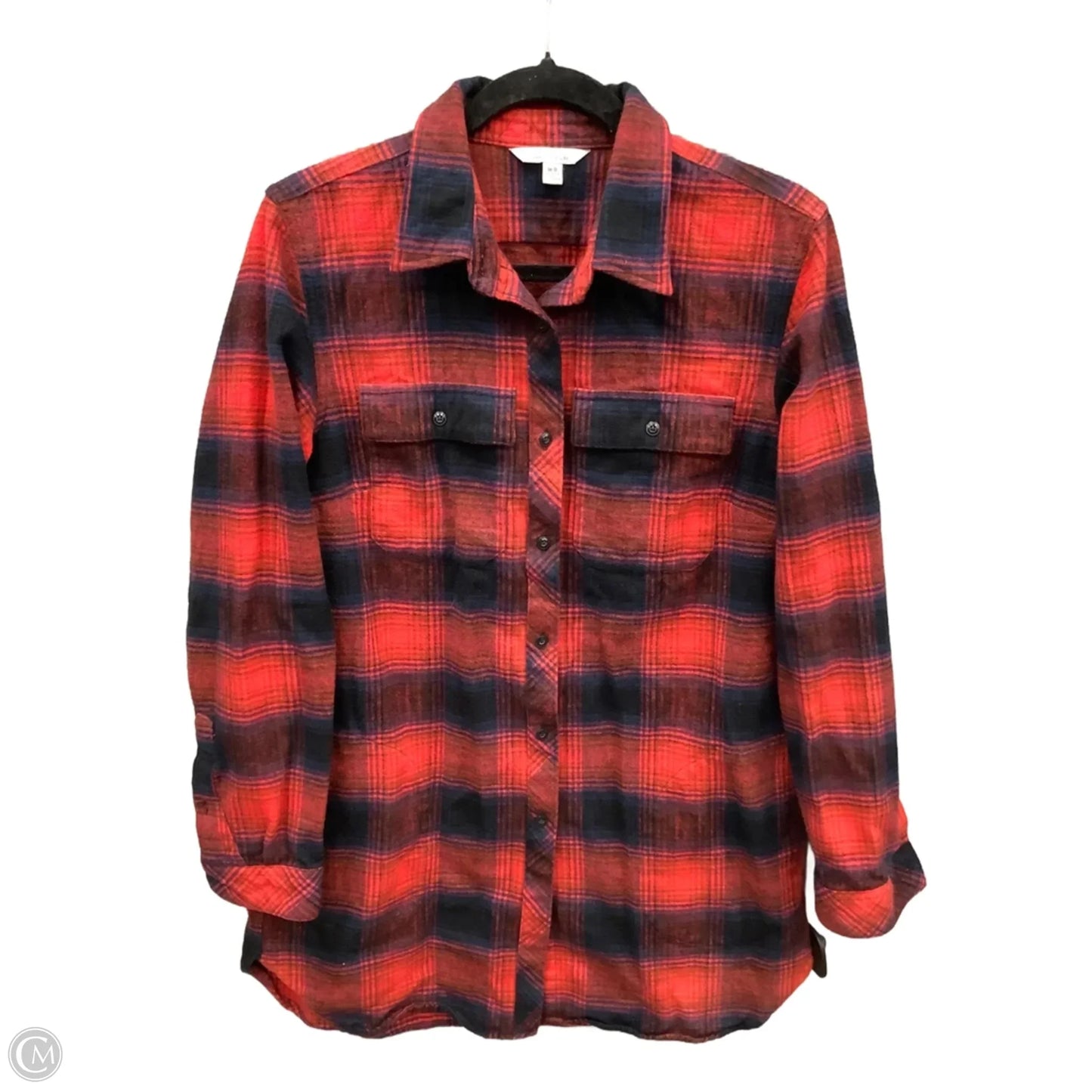 Top Long Sleeve By L.l. Bean In Plaid Pattern, Size: M