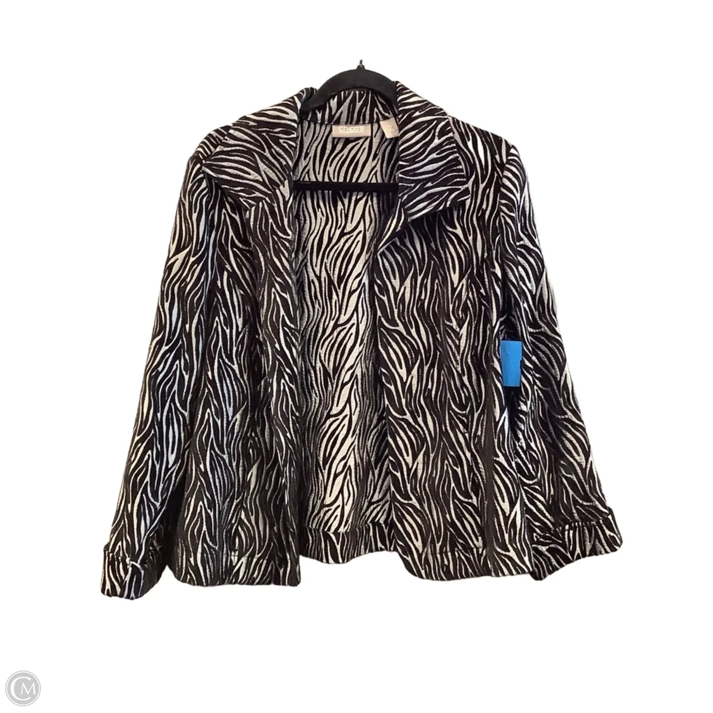 Blazer By Chicos In Black & Grey, Size: L