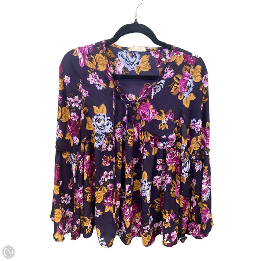 Blouse Long Sleeve By Peach Love Cream California In Purple, Size: S