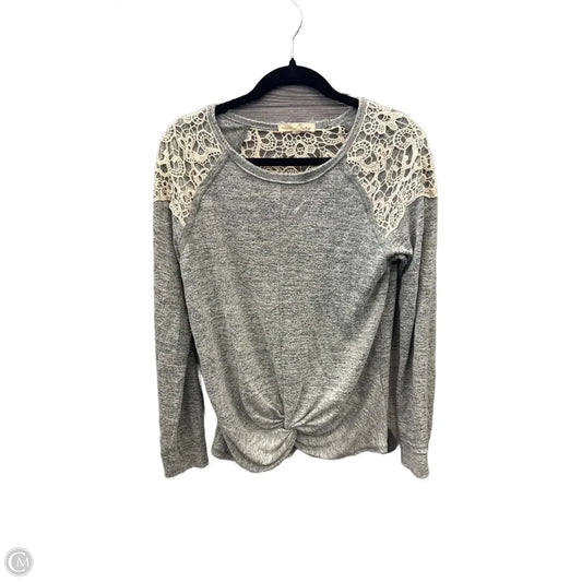 Top Long Sleeve By Rewind In Grey, Size: L
