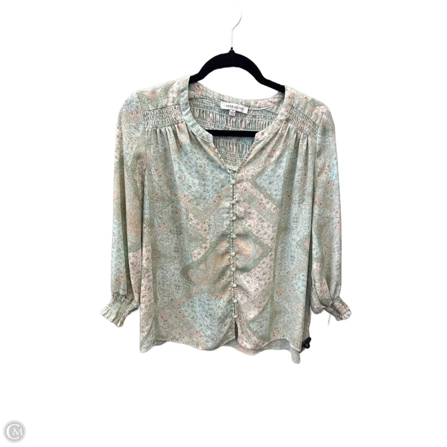 Blouse Long Sleeve By Rose And Olive In Green, Size: S