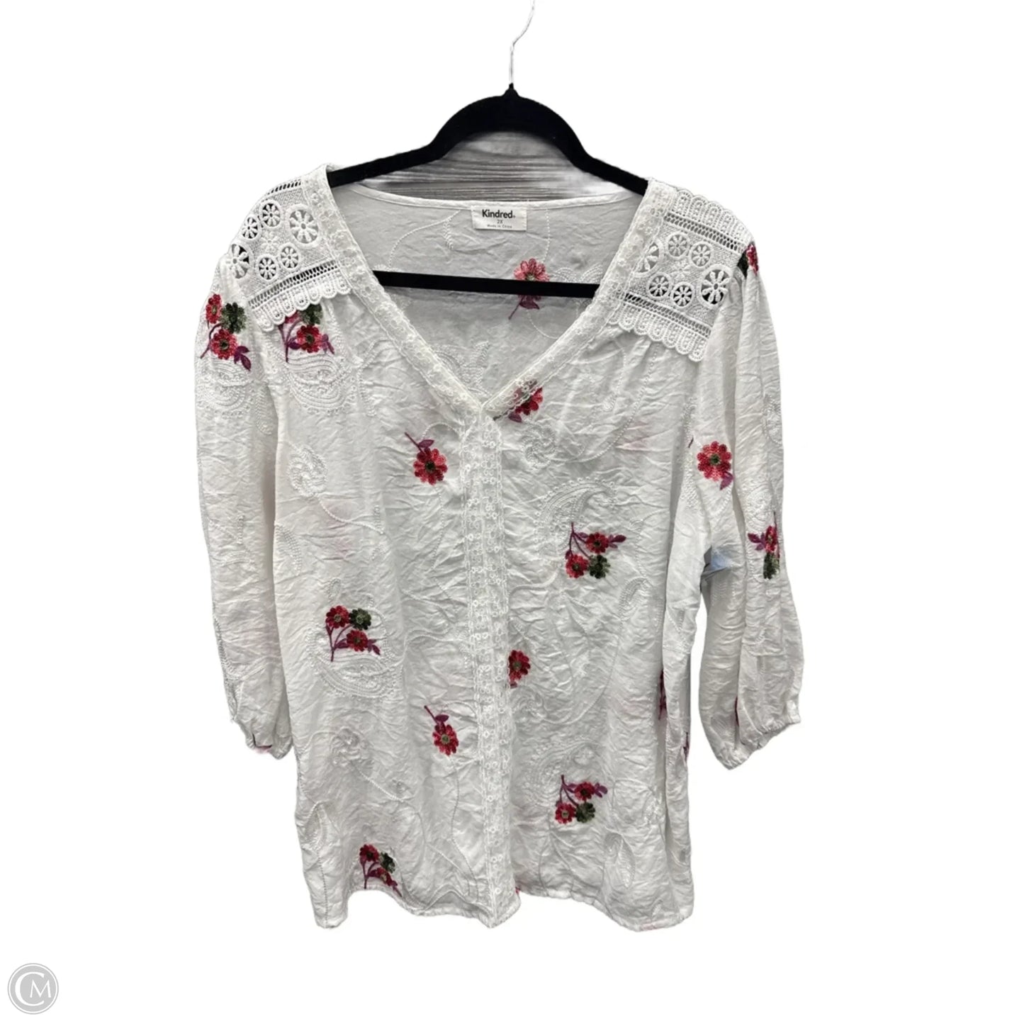 Blouse Long Sleeve By Clothes Mentor In White, Size: 2x