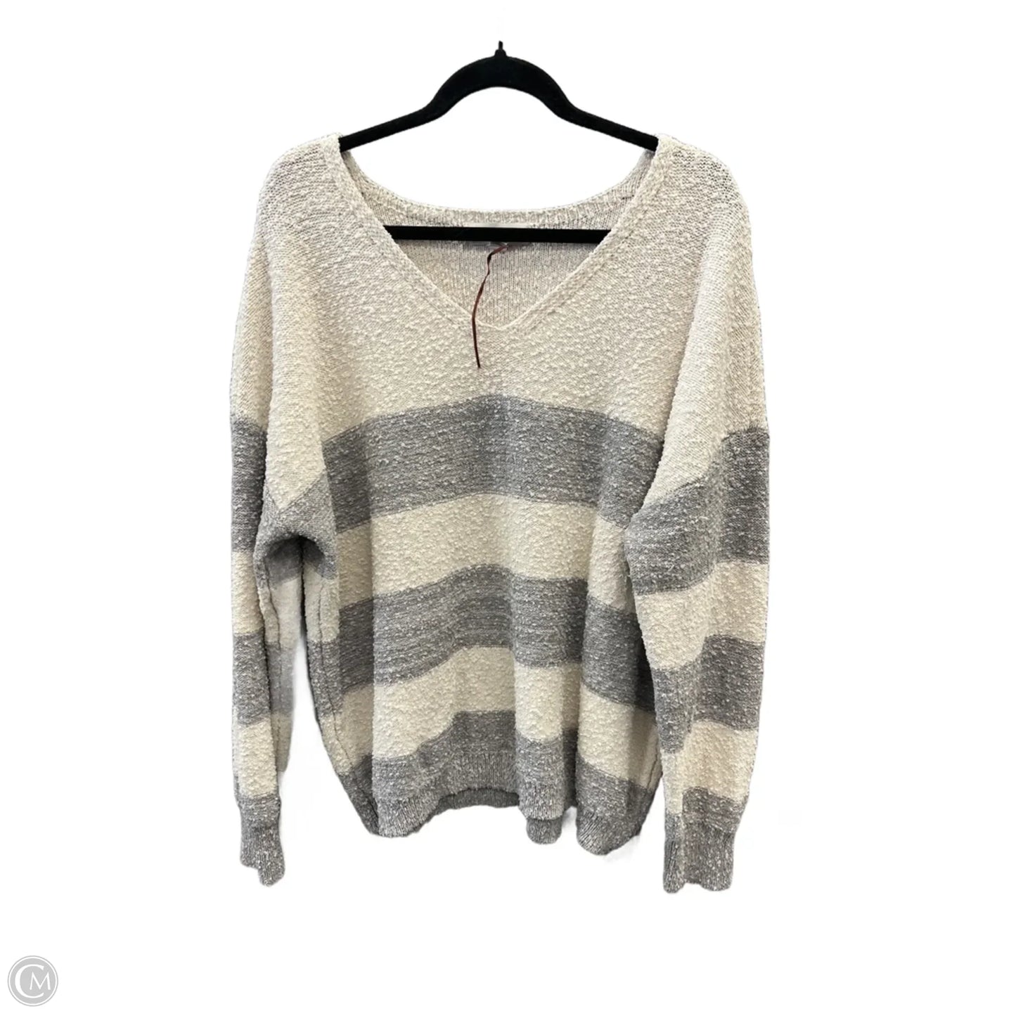 Sweater By Knox Rose In Cream & Grey, Size: Xxl