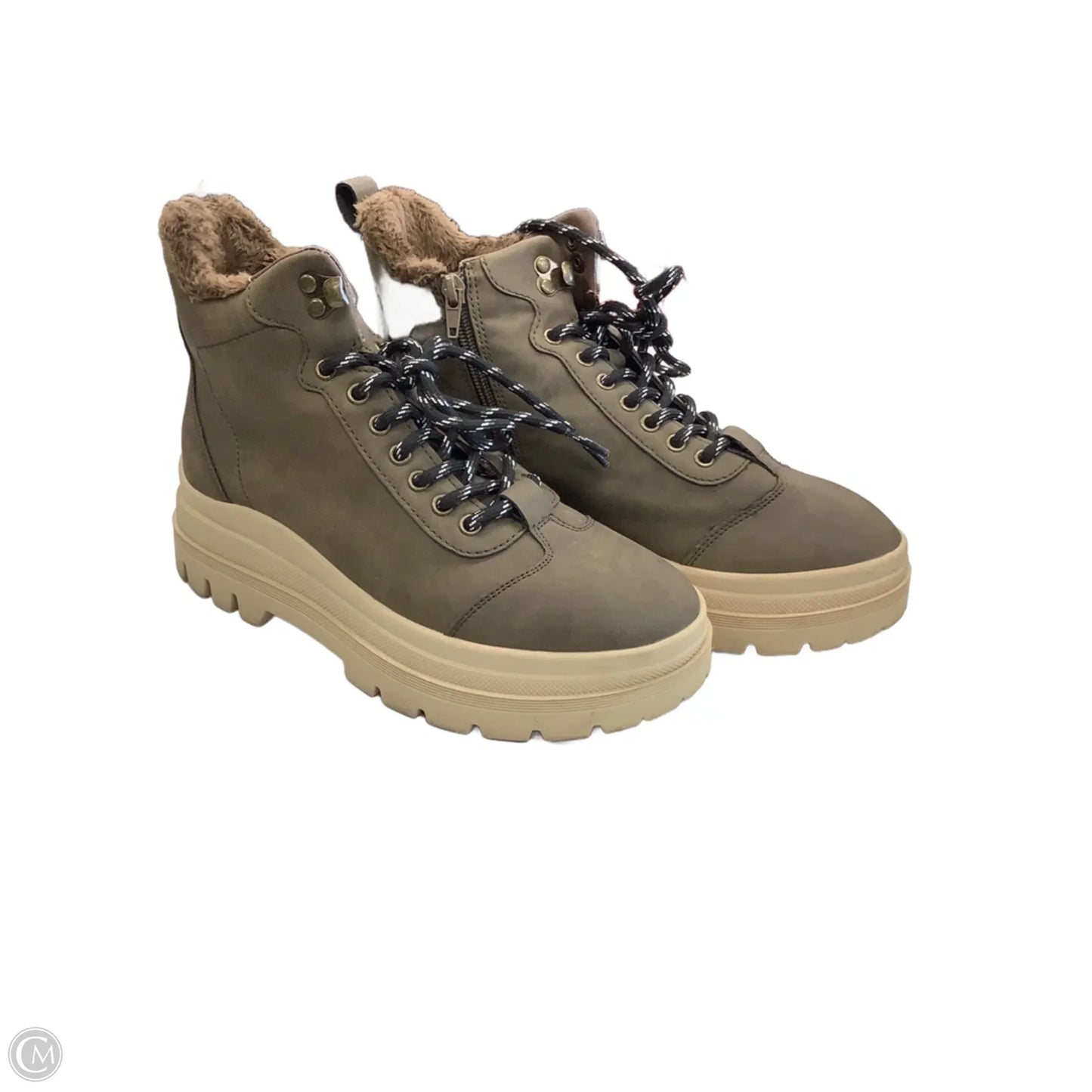 Boots Ankle Flats By Falls Creek In Green & Tan, Size: 8