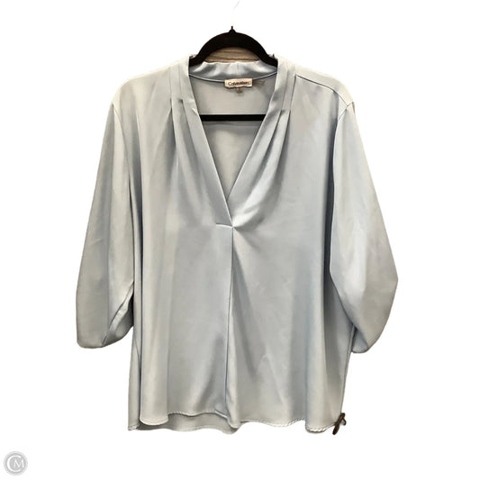 Blouse 3/4 Sleeve By Calvin Klein In Blue, Size: 2x
