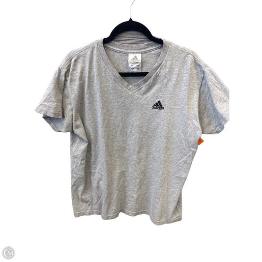 Athletic Top Short Sleeve By Adidas In Grey, Size: L