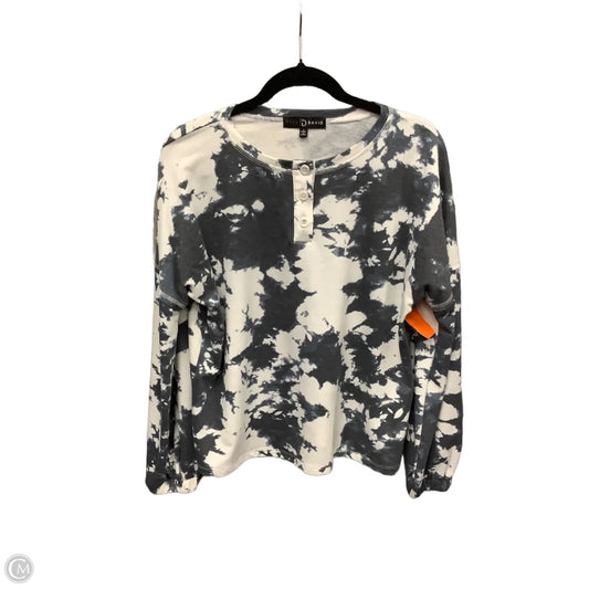 Top Long Sleeve By Fred David In Grey & White, Size: L