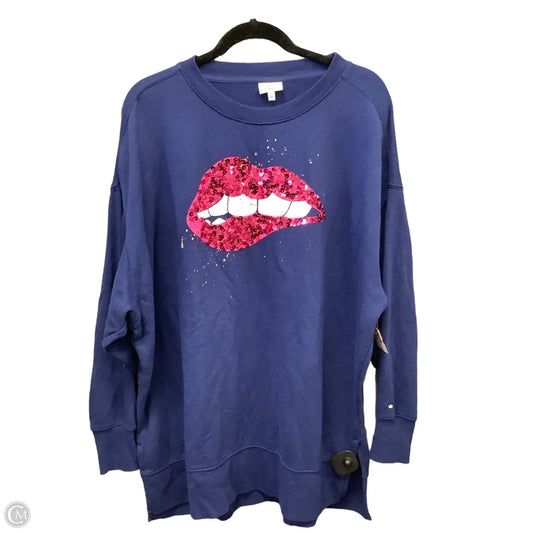 Top Long Sleeve By Crown And Ivy In Blue, Size: L