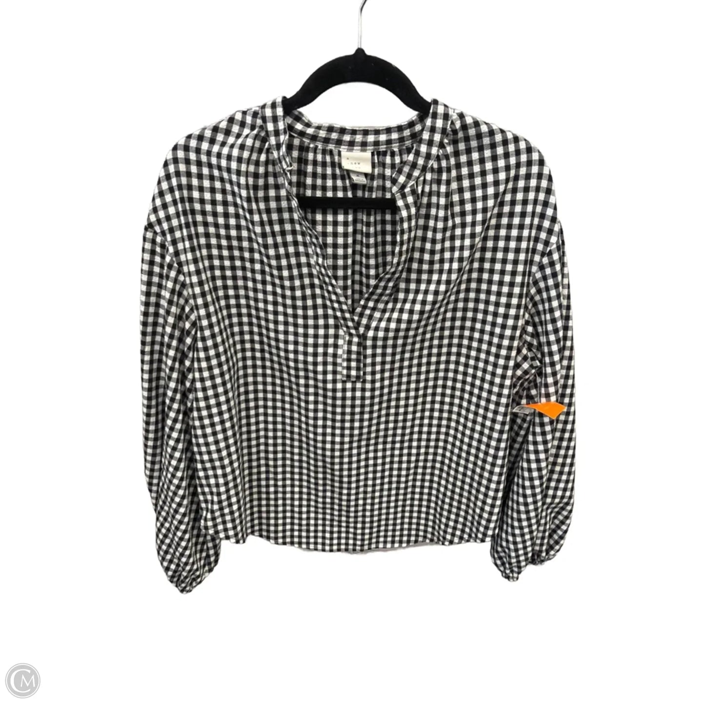 Top Long Sleeve By A New Day In Checkered Pattern, Size: M