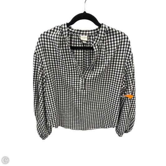 Top Long Sleeve By A New Day In Checkered Pattern, Size: M