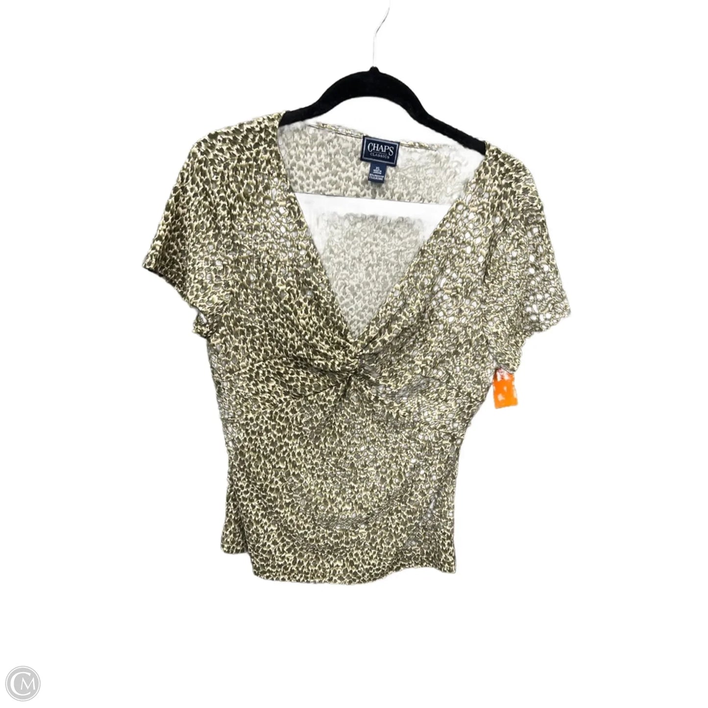 Top Short Sleeve By Chaps In Green & White, Size: Xl