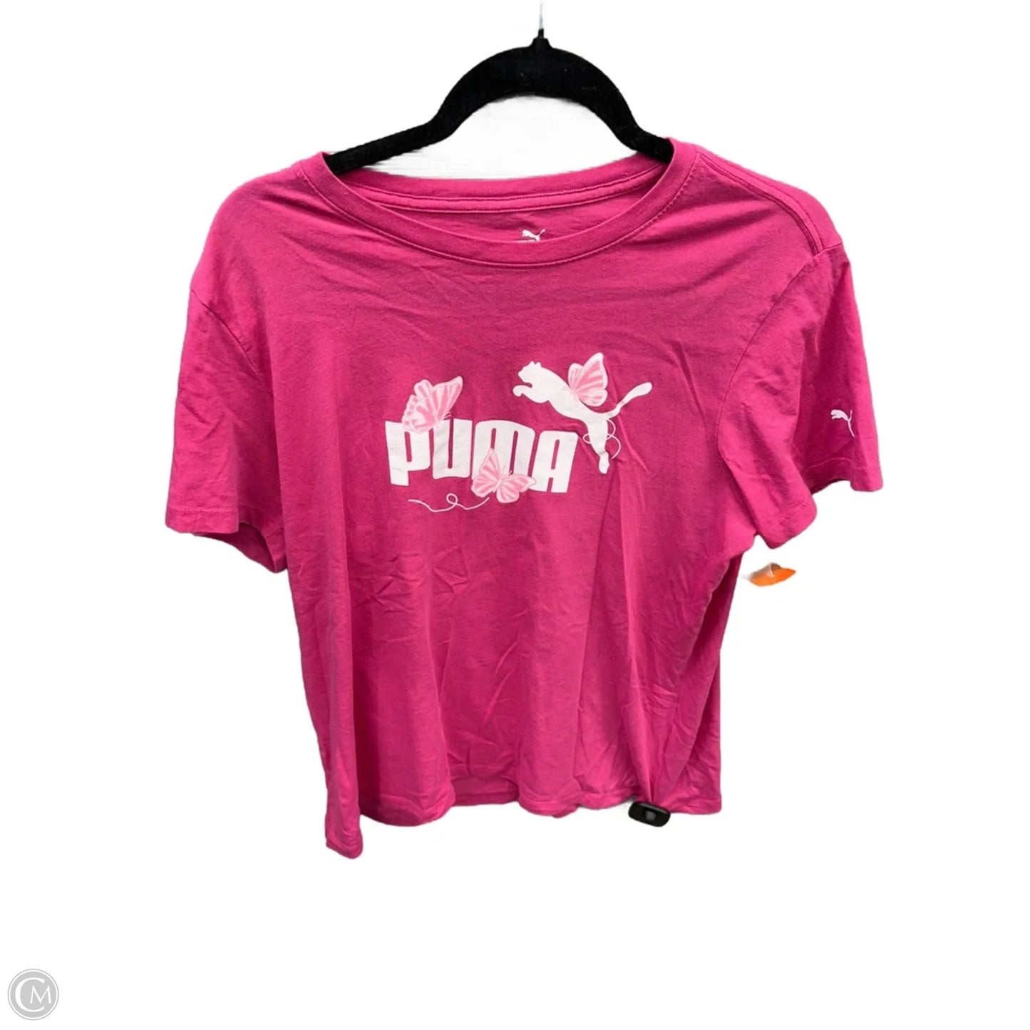 Athletic Top Short Sleeve By Puma In Pink, Size: L