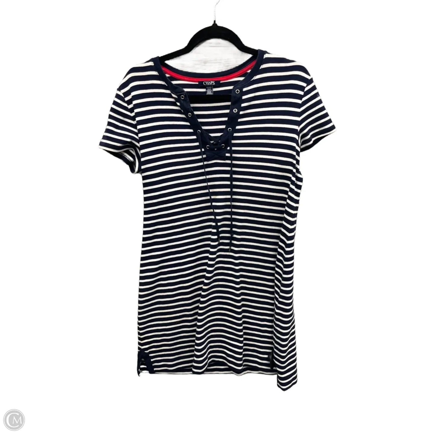Dress Casual Midi By Chaps In Striped Pattern, Size: L
