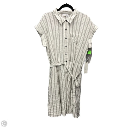 Dress Casual Midi By Calvin Klein In Striped Pattern, Size: Xl