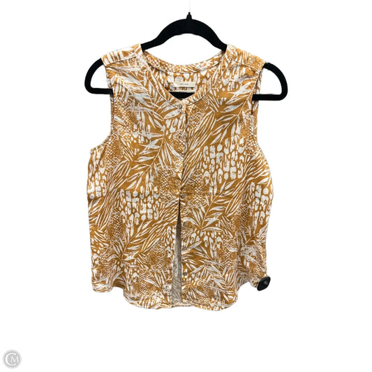 Top Sleeveless By Christian Siriano In White & Yellow, Size: M