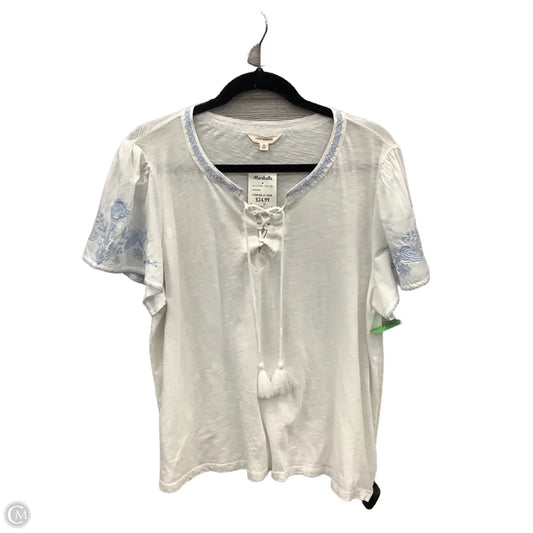 Top Short Sleeve By Lucky Brand In Blue & White, Size: Xl