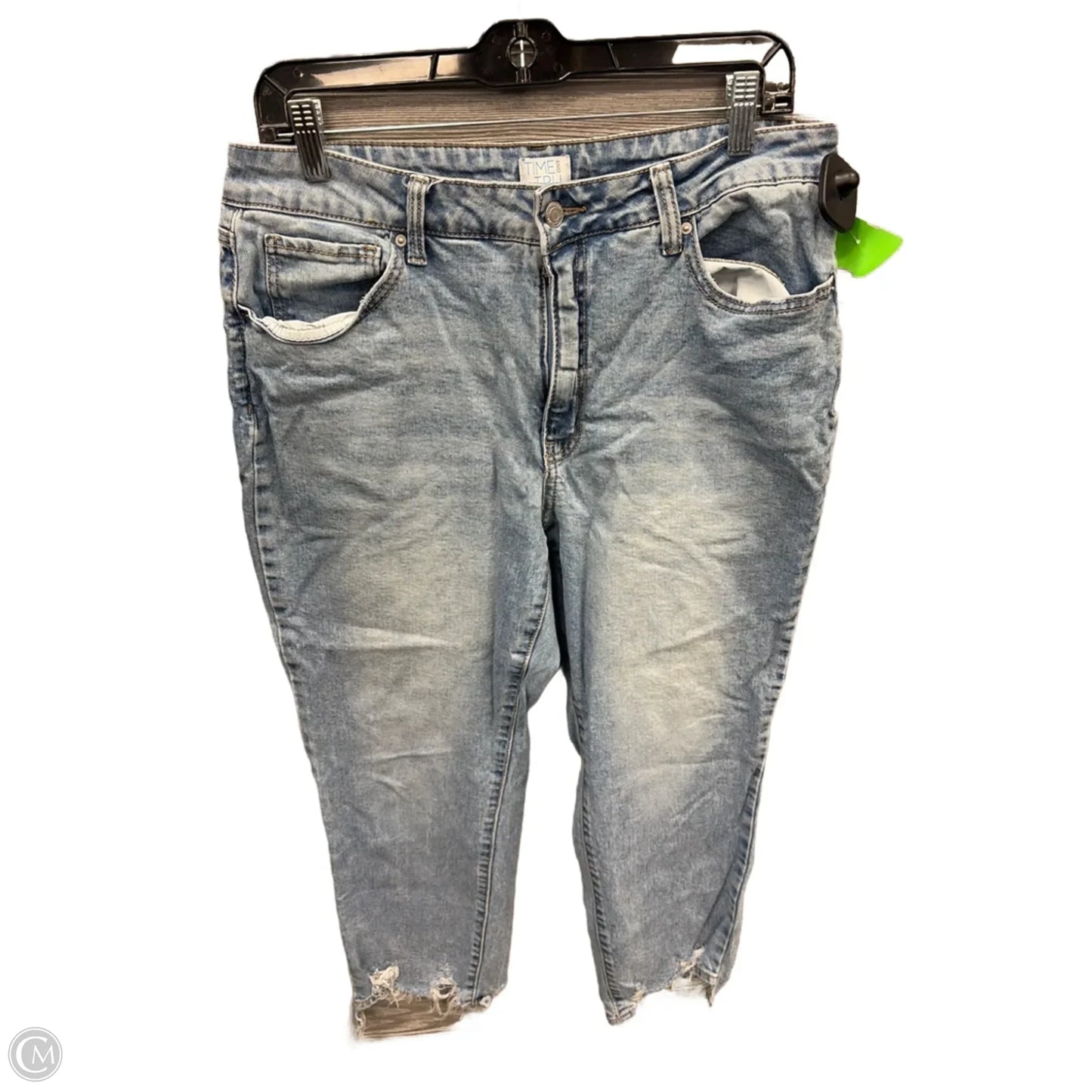Jeans Cropped By Time And Tru In Blue Denim, Size: 14