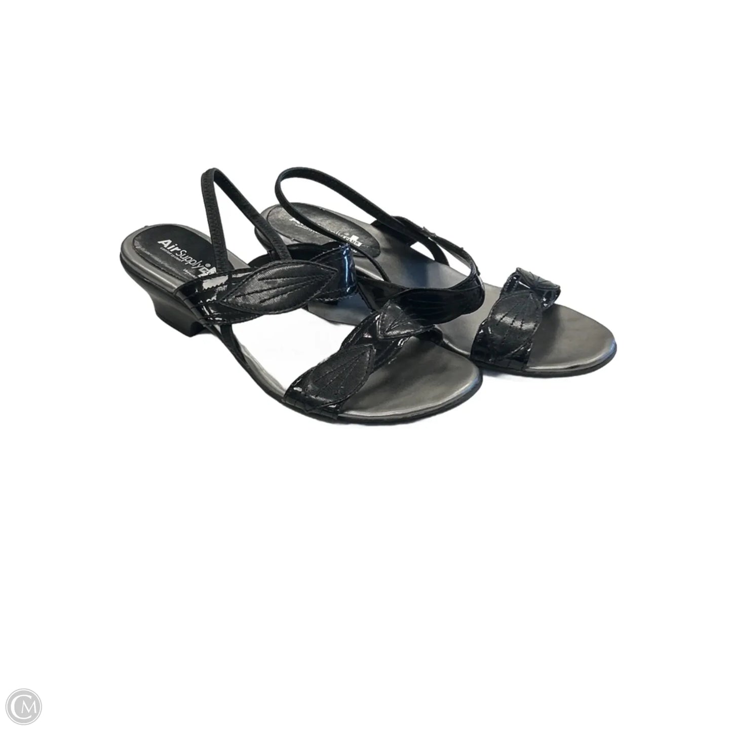 Sandals Flats By Clothes Mentor In Black & Silver, Size: 7