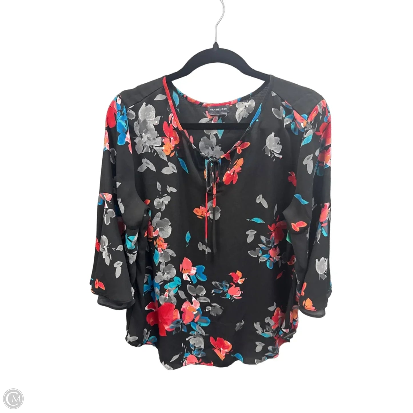 Top Long Sleeve By Van Heusen In Floral Print, Size: L