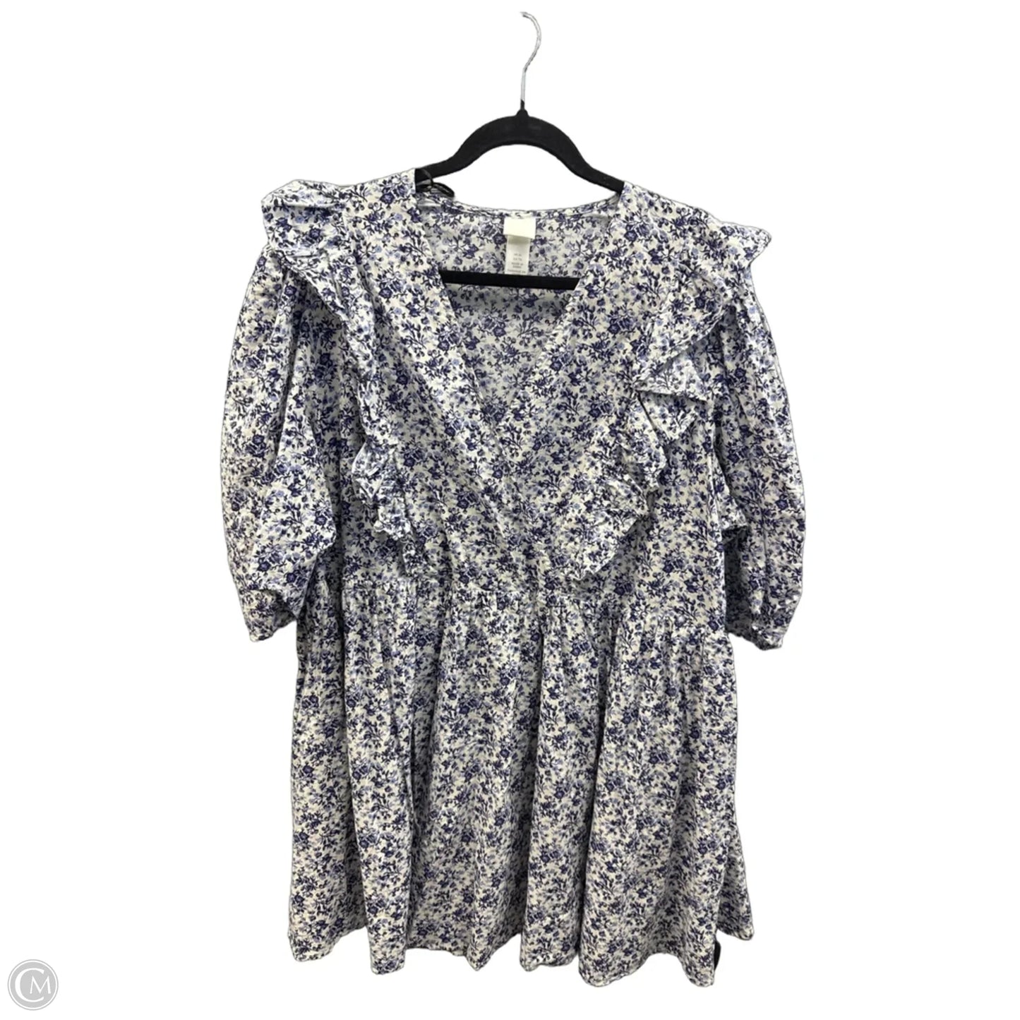 Dress Casual Midi By H&m In Blue & White, Size: Xl
