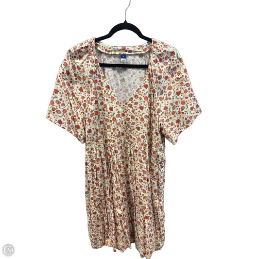 Dress Casual Midi By Old Navy In Orange & White, Size: Xl