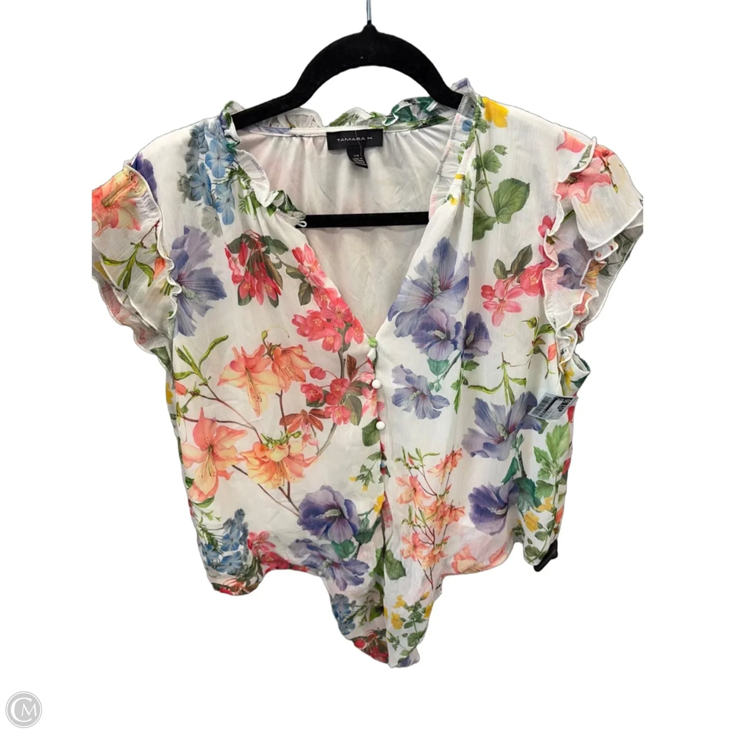 Blouse Short Sleeve By Tamara H In Floral Print, Size: L