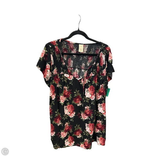 Top Short Sleeve By Faded Glory In Floral Print, Size: 2x