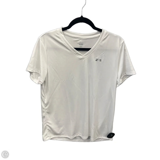 Athletic Top Short Sleeve By Under Armour In White, Size: M