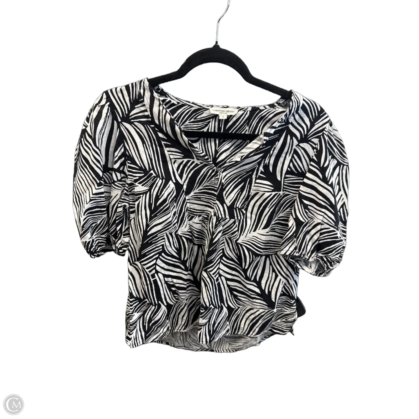 Top Short Sleeve By Christian Siriano In Black & White, Size: S