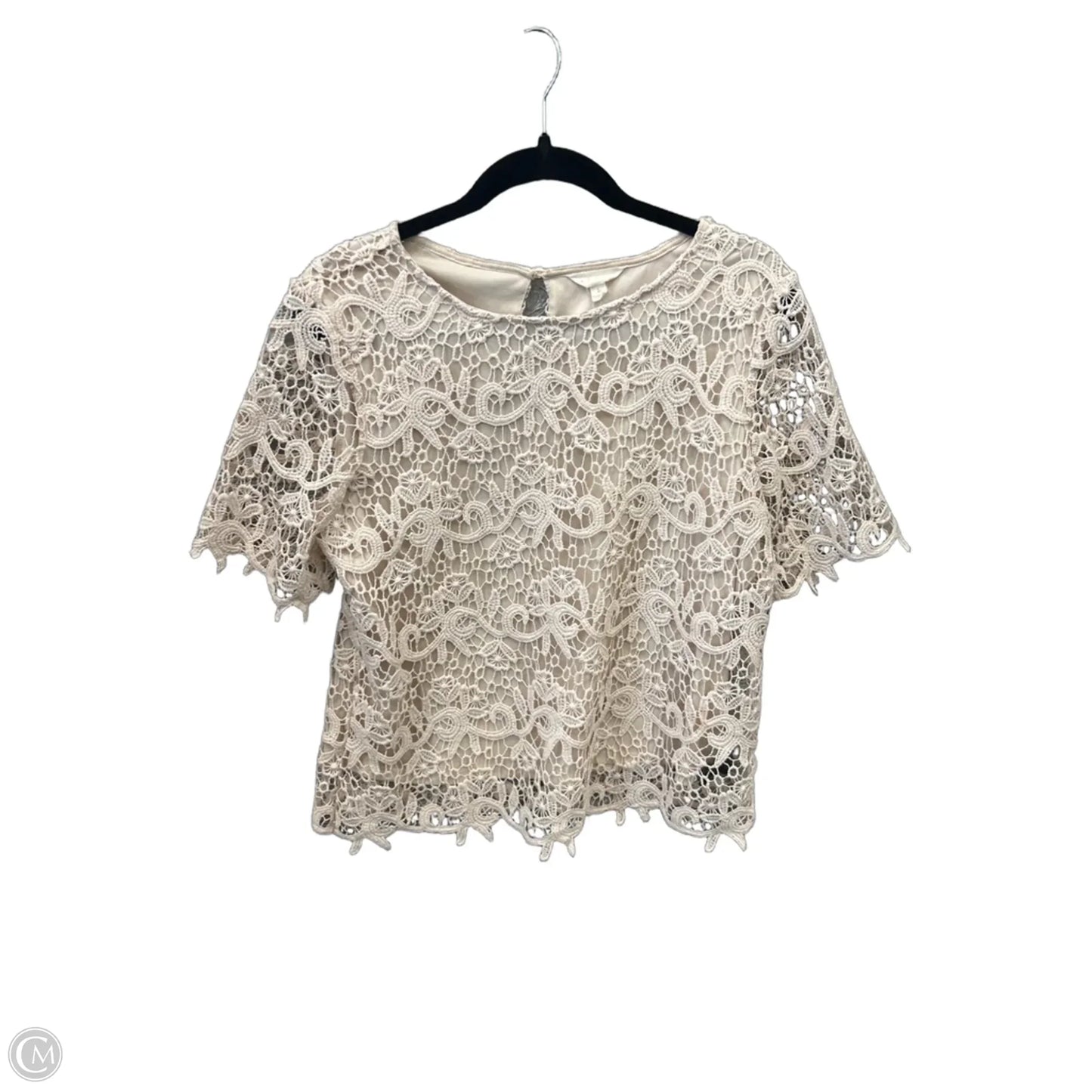 Top Short Sleeve By Adiva In Cream, Size: L