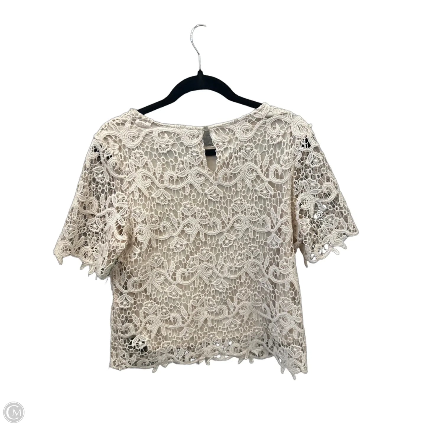 Top Short Sleeve By Adiva In Cream, Size: L