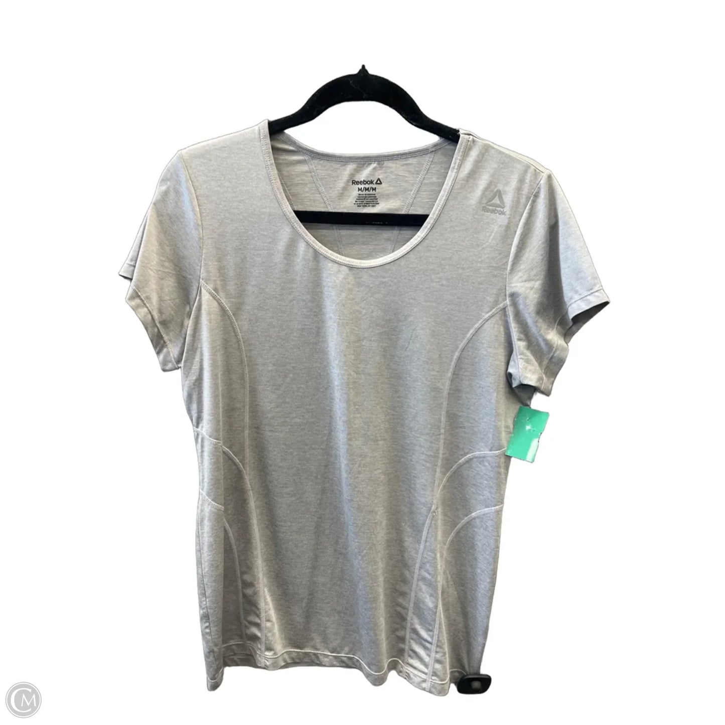 Athletic Top Short Sleeve By Reebok In Grey, Size: M