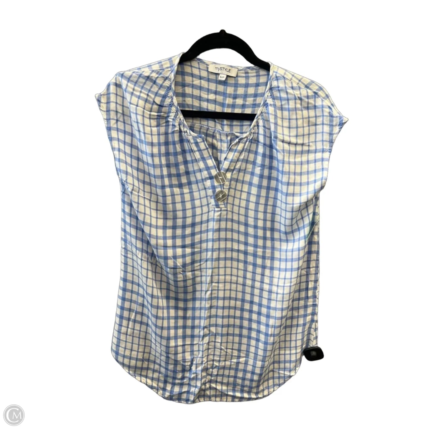 Top Short Sleeve By Clothes Mentor In Blue & White, Size: Sp