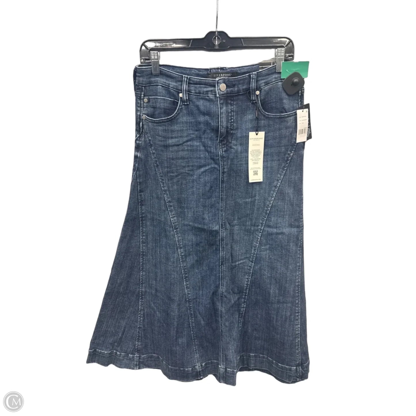 Skirt Maxi By Liverpool In Blue Denim, Size: 8