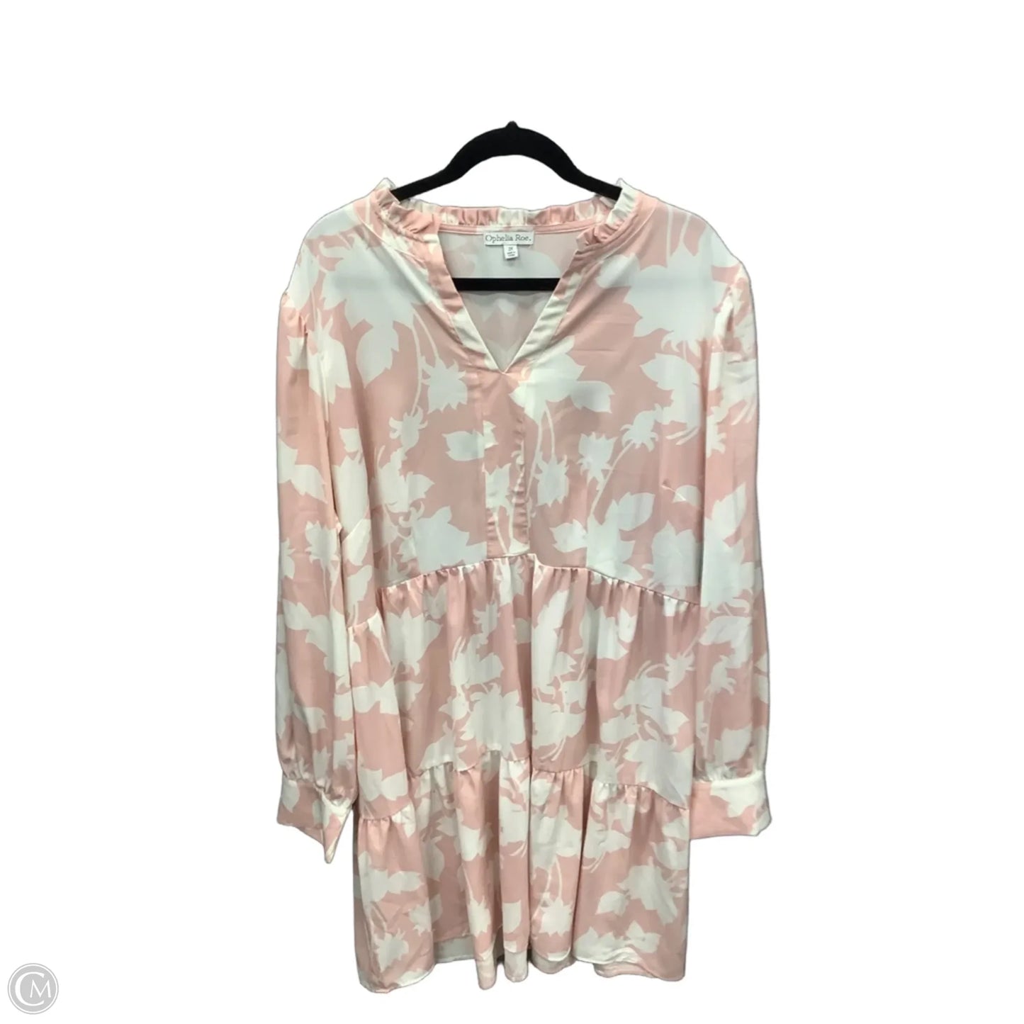 Dress Casual Midi By Ophelia Roe In Pink & White, Size: 2x