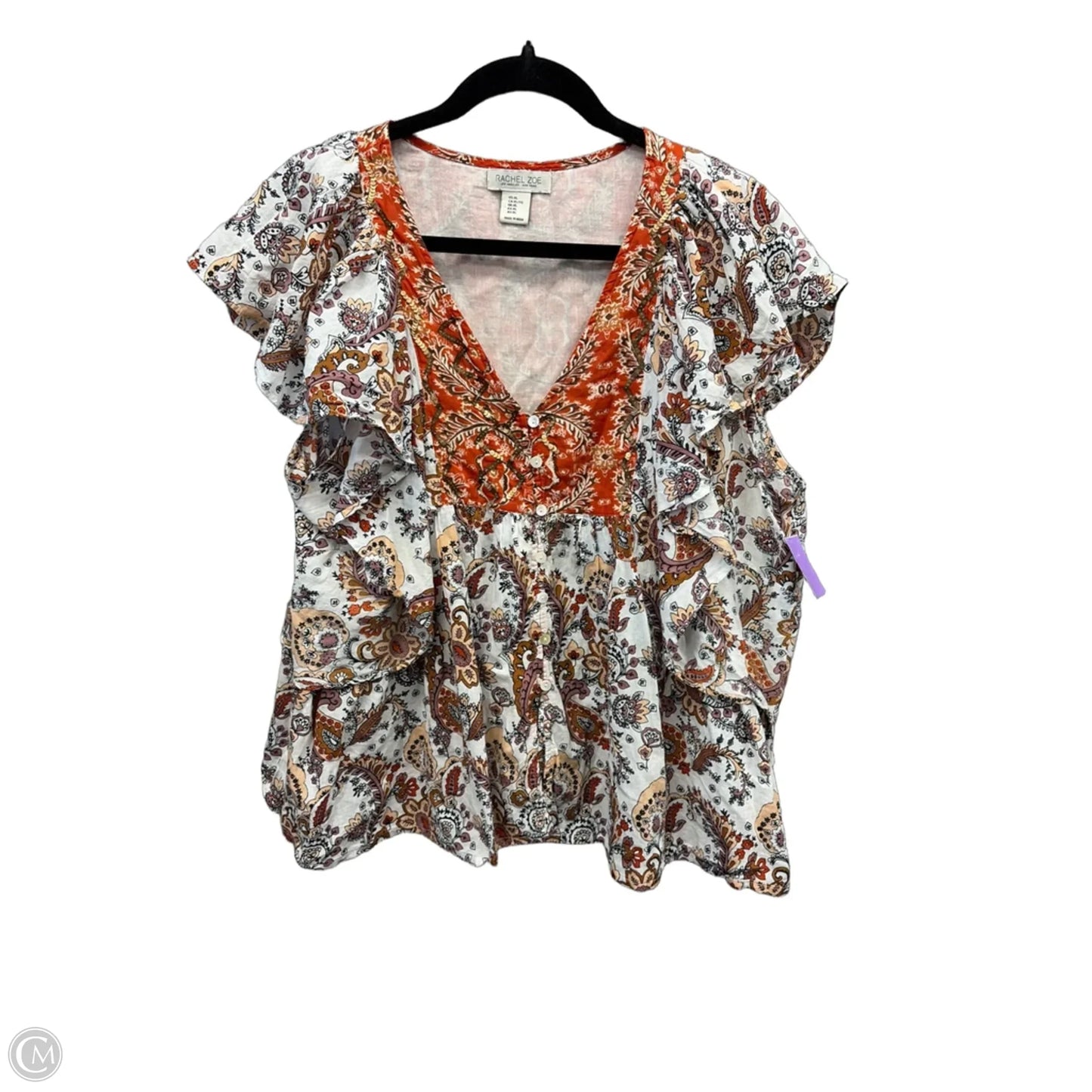 Top Short Sleeve By Rachel Zoe In Brown & Orange, Size: Xl
